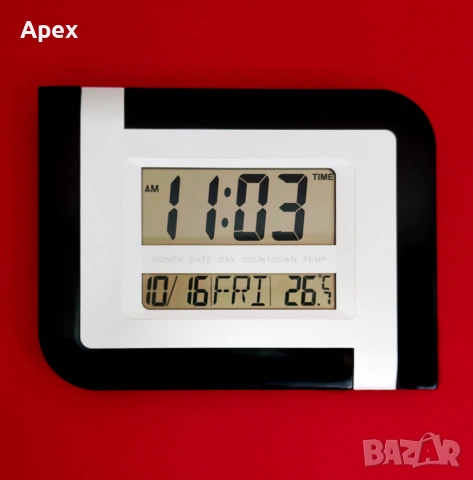 Дигитален Стенен Часовник с Термометър и Голям Дисплей. Електронни Стенни Часовници.Digital Clock, снимка 7 - Стенни часовници - 54072746