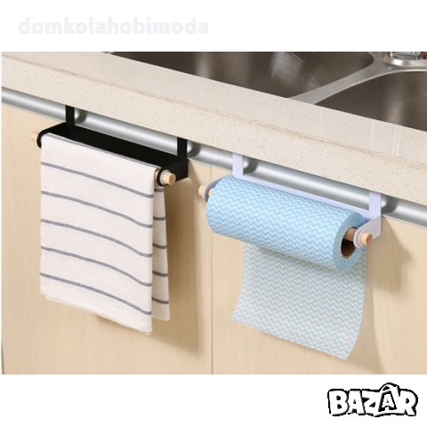 Поставка за хартия и кърпи, Метал и дърво, 23.5x6x6.5см.