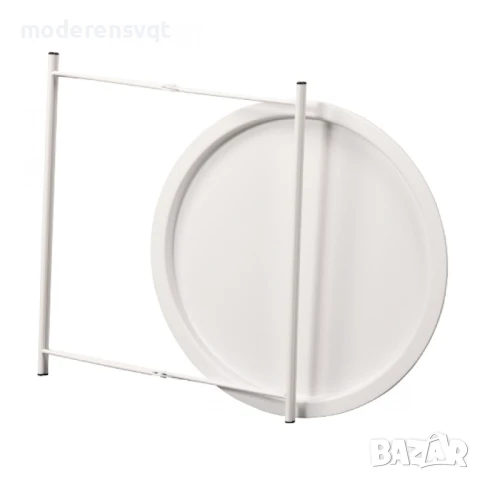 Кръгла метална сгъваема масичка за кафе с поднос за балкон, тераса, бяла, снимка 4 - Маси - 51352959