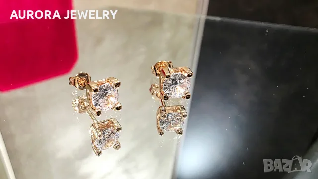 CARTIER C de Cartier Rose Gold Stud Diamond Дамски Обеци, снимка 2 - Обеци - 56111864