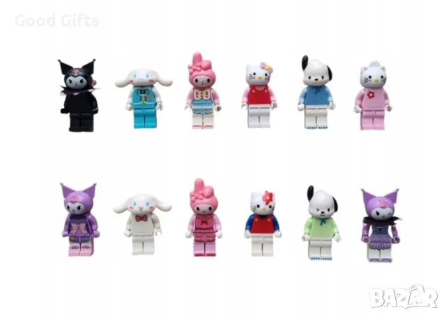 Комплект 12 броя Фигурки Hello Kitty Kuromy Melodi Фигурки Кити тип Лего, снимка 2 - Фигурки - 48994648
