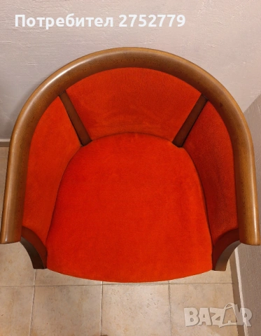 кресло , фотьойл. дъб, червена кадифена италианска дамаска. , снимка 2 - Дивани и мека мебел - 53878318