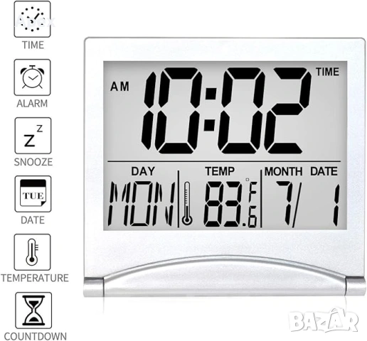 Светещ LED часовник с Температура и Дата. Дигитален Будилник. Светещи Настолни Часовници. Будилници, снимка 3 - Други - 54079980