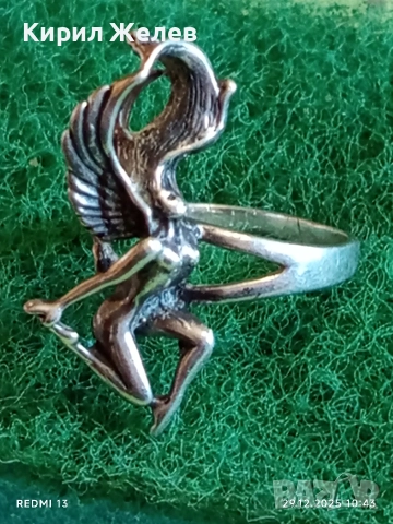 Дизайнерски сребърен пръстен с ФЕЯ майсторска ръчна изработка 27705, снимка 7 - Пръстени - 52925708
