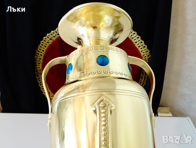Царски бронзов свещник,ваза,рубин,сапфир,35 см.,780 гр. , снимка 11 - Антикварни и старинни предмети - 51609334
