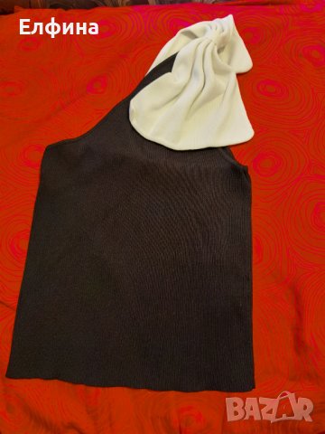 Черна дамска лятна блуза с голо рамо