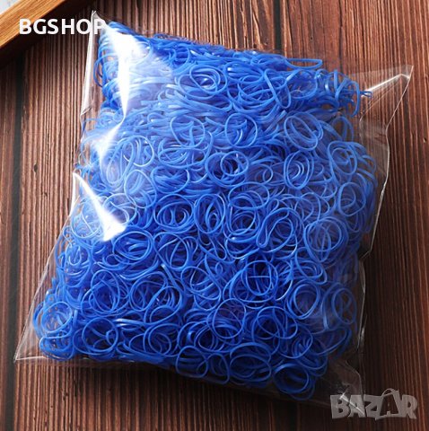 Силиконови ластици за плитки - Сини 1000 броя пакет, снимка 1 - Аксесоари за коса - 37873219