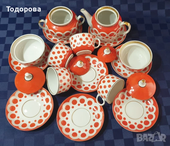 Порцеланов руски сервиз за чай -Дружковский фарфоровый завод -  16 части, снимка 5 - Сервизи - 54009166