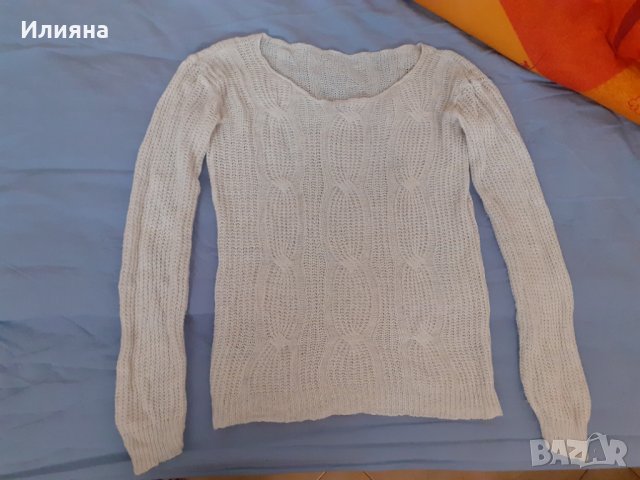 Бял пуловер, снимка 2 - Блузи с дълъг ръкав и пуловери - 32037519