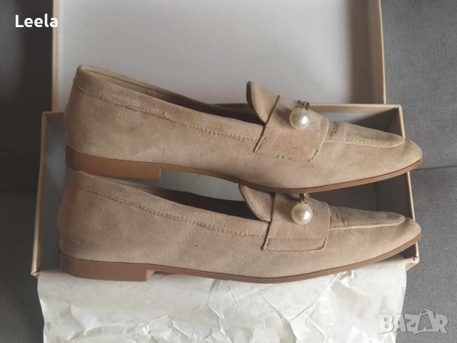 Бежови лоуфъри/мокасини с перлен детайл VICES, снимка 3 - Дамски ежедневни обувки - 44588837