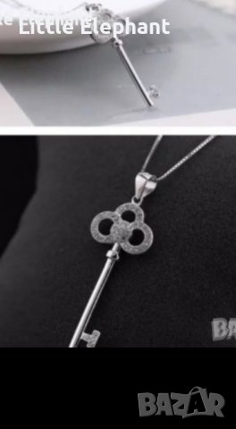 Колие ключе с кристали full,white/бранд/ново