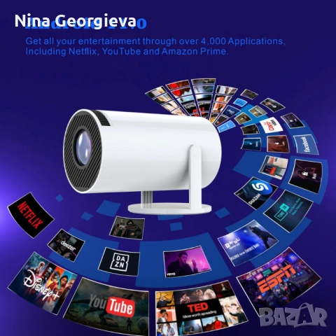 Преносим мини проектор,Android 11,HDMI връзка,USB,AV, Audio jack3.5mm,ротация на 180 градуса, снимка 4 - Друга електроника - 51947147