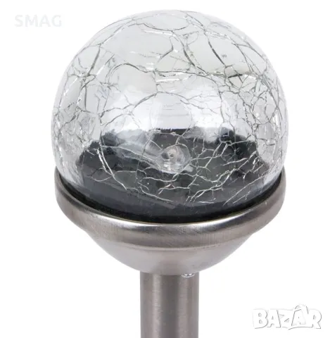 Слънчев фенер соларна лампа стъкло сребро редуващи се цветове 23см S_1176808, снимка 3 - Соларни лампи - 49904856