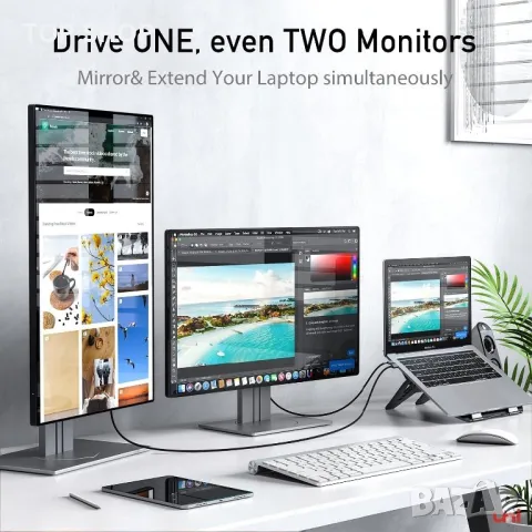 UNI 3м високоскоростен USB-C към HDMI кабел 4K@30Hz>Thunderbolt 3/4-iPad Pro/Air,MacBook Pro,Galaxy, снимка 5 - Стойки, 3D очила, аксесоари - 49308589