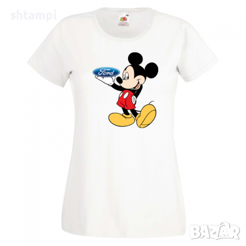 Дамска тениска Mickey Mouse Ford .Подарък,Изненада,, снимка 9 - Тениски - 36528686