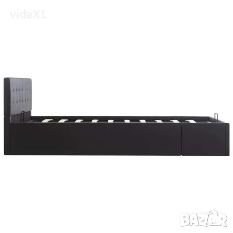 vidaXL Легло с повдигащ механизъм, черно, изкуствена кожа, 140x200 cм, снимка 5 - Спални и легла - 56146487