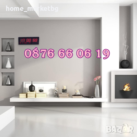 LED стенен електронен часовник 49 см, календар/термометър, снимка 2 - Стенни часовници - 44756627