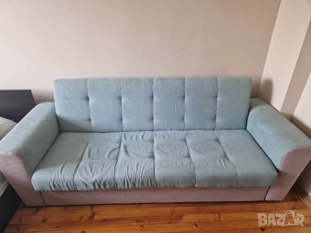 Разтегателен диван , мента + светло кафяв, снимка 2 - Дивани и мека мебел - 42548776