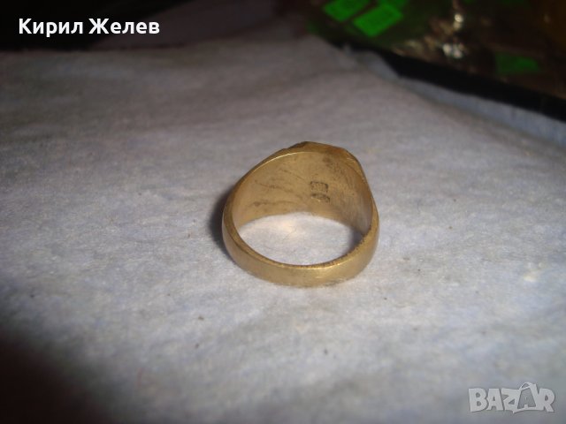 СТАР РЕТРО АРТ ДЕКО РЪЧНО ОРНАМЕНТИРАН ПОЗЛАТЕН ПРЪСТЕН от НЕРЪЖДАЕМА СТОМАНА с ПЕЧАТИ 585 14К 27573, снимка 14 - Антикварни и старинни предмети - 37497482