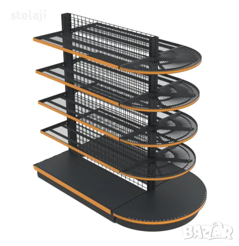 ПРОМО! Островен стелаж със заоблени рафтове, снимка 11 - Стелажи и щандове - 49450804