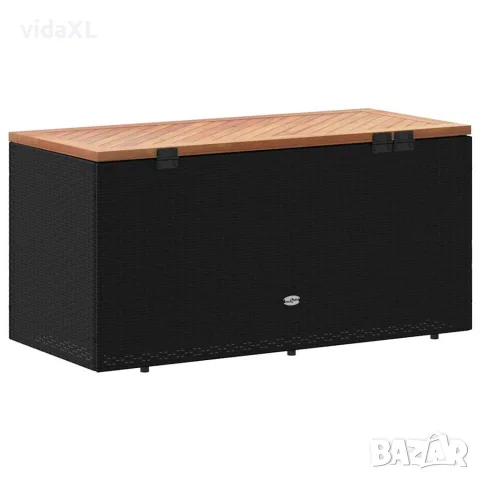 vidaXL Външна кутия за съхранение черна 110x50x54 см PE ратан акация, снимка 6 - Ракли - 56147359