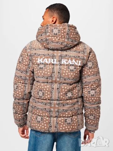 Зимно яке Karl Kani в бежово размер ХЛ-ХХЛ, снимка 5 - Якета - 52324769