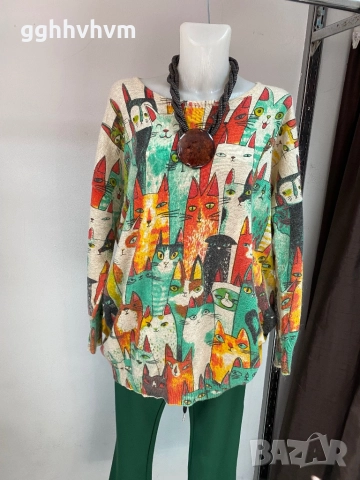 Блуза с котенца 2х/3хл, снимка 2 - Блузи с дълъг ръкав и пуловери - 52926992