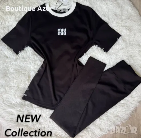 дамски комплект тениска miu miu и дълъг рипсен клин , снимка 4 - Комплекти - 50307087