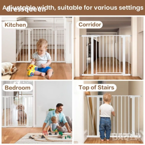 4506 Здрава метална преграда за деца и домашни любимци – комплект с разширение и стъпало (96-103 см), снимка 2 - Други стоки за дома - 53876213