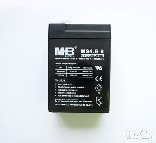 Акумулаторна, оловна батерия Meet Energy, 6VDC, 4,5AH, 70х47х100mm, снимка 1