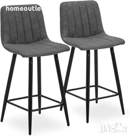 Комплект от 2 бр бар столове, PU кожа C-U-BS-0079GY