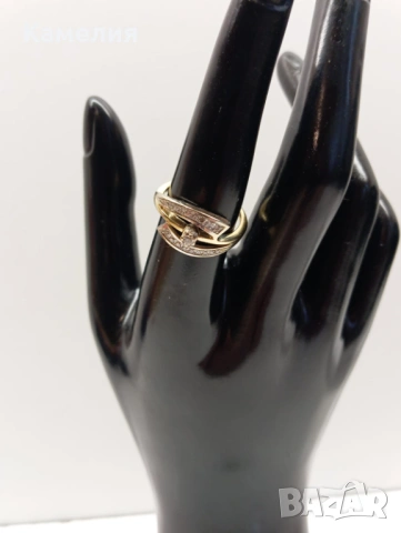 Златен пръстен с брилианти , снимка 7 - Пръстени - 54290741