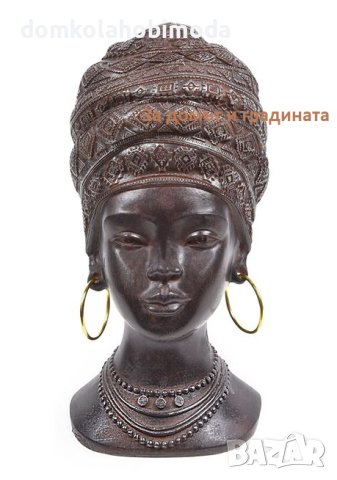 Настолен керамичен бюст на африканска жена, 8,5x9x17,5 см, снимка 1 - Декорация за дома - 42057383