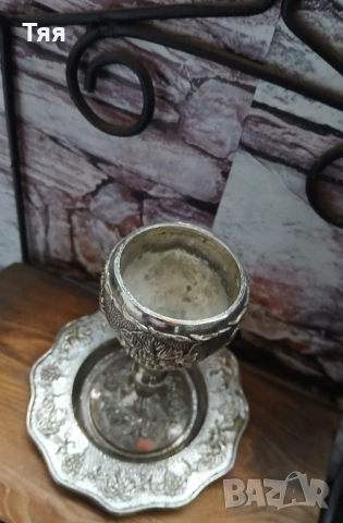 Посребрени чашка с чинийка , снимка 7 - Антикварни и старинни предмети - 54335447