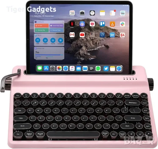 YUNZII QL75 Retro Typewriter – механична клавиатура QMK/VIA, RGB, 3 режима, снимка 4 - Клавиатури и мишки - 56017417
