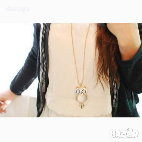 3298 Дамско дълго колие с висулка Бухал, снимка 2 - Колиета, медальони, синджири - 38871870