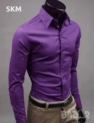 17 цвята Мъжки едноцветни вталени ризи rizi riza ednocvetni vtaleni, снимка 18 - Ризи - 50059328