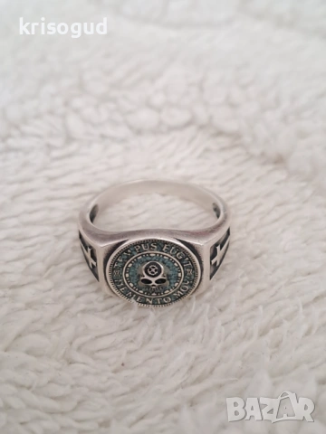 Сребърен мъжки пръстен S925 TEMPUS FUGIT MEMENTO MORI 