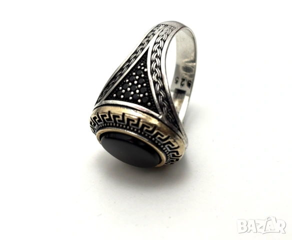 Мъжки Сребърен Пръстен "Версаче" (проба 925)- 12,26 грама, снимка 5 - Пръстени - 53903145