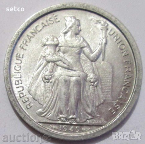 2 франка Нова Каледония 1949 г. с68, снимка 2 - Нумизматика и бонистика - 31983798
