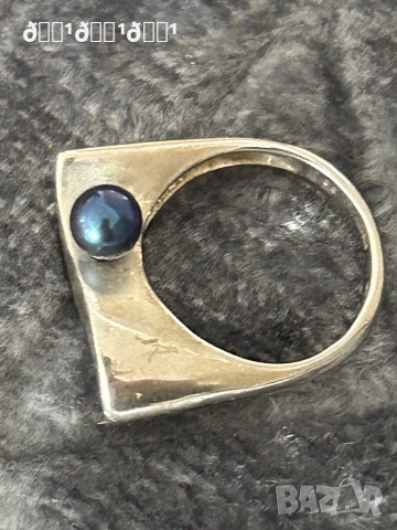 Марков сребърен пръстен с натурална морска черна перла Misaki , снимка 3 - Пръстени - 52813712