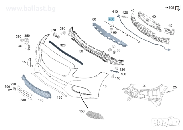 Инсталация предна броня A2055406435 C Klasse W205
