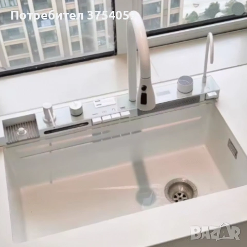 Умна кухненска мивка с изтеглящ се кран – LED дисплей, водопад, филтрирана вода и пълен комплект за , снимка 7 - Мивки - 53124411