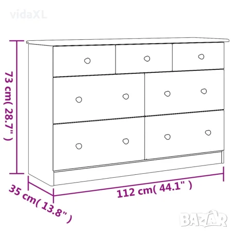 vidaXL Скрин ALTA, 112x35x73 см, бор масив, снимка 9 - Скринове - 56147290