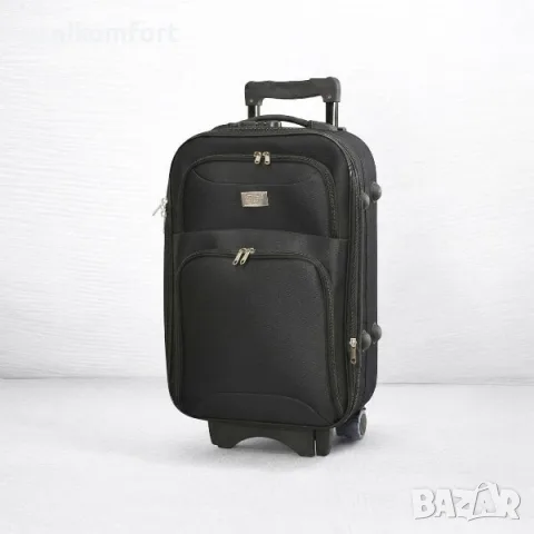 Куфар за ръчен багаж текстилен малък 57 см. черен, снимка 2 - Куфари - 56200124