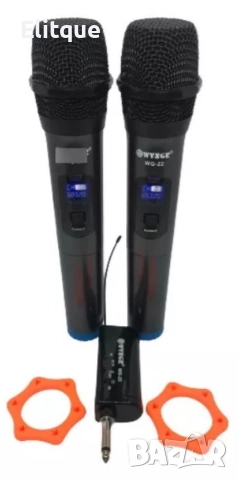 Комплект 2 бр. универсални динамични безжични микрофони WG-22,предавател-приемник, снимка 3 - Друга електроника - 52840339