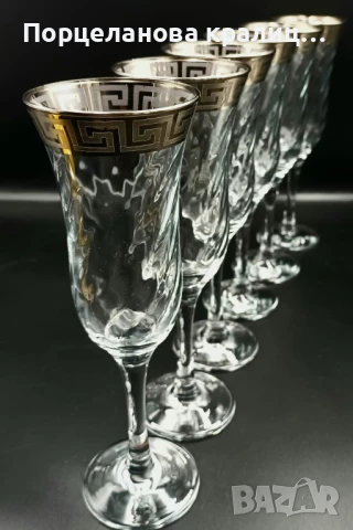 Елегантен комплект от 6 чаши за шампанско Versace, снимка 3 - Чаши - 51044911