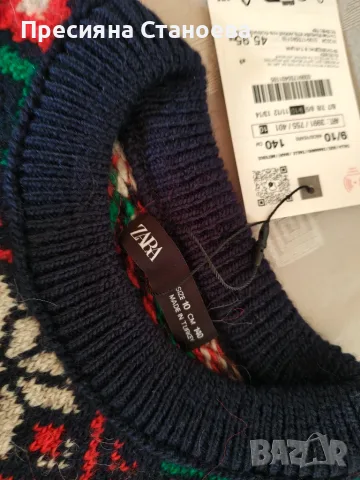 Детски коледен пуловер Zara Fair Isle, размер 10, снимка 4 - Детски пуловери и жилетки - 56229081