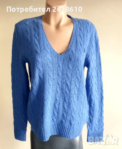POLO Ralph Lauren Cable Wool / Cashmere Knit V - Neck Womens Size M ОРИГИНАЛ! Дамски Пуловер !, снимка 12 - Блузи с дълъг ръкав и пуловери - 52918656