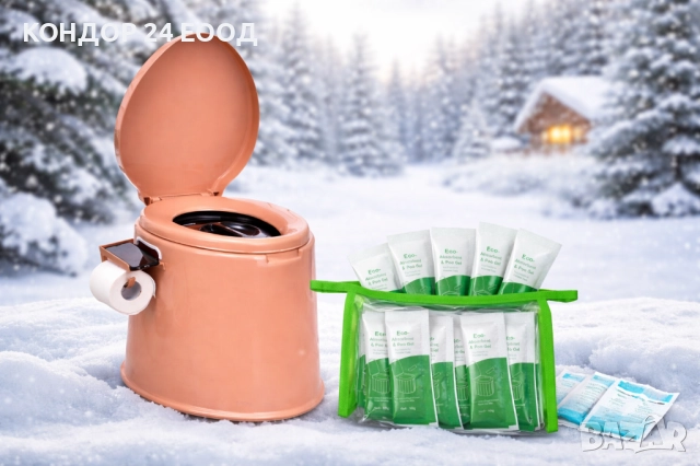 Преносима тоалетна – комплект с абсорбиращ прах